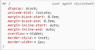 User agent stylesheet of Chrome: Hr-lines styling