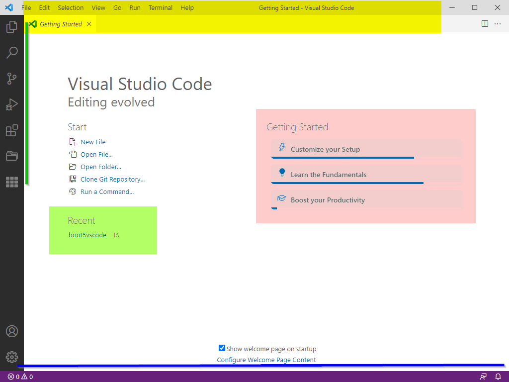 Visual Studio Code Getting Started screen