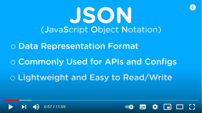 JSON, short introduction on Youtube.