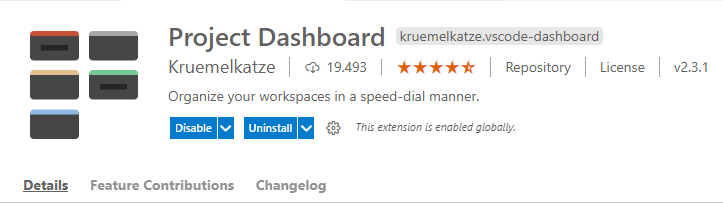 VSCode: Plugin: Project Dashboard by Kruemelkatze.