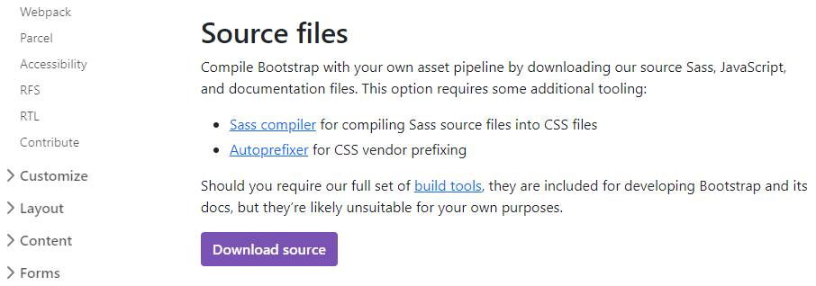 Visual Studio Code, download Bootstrap files.