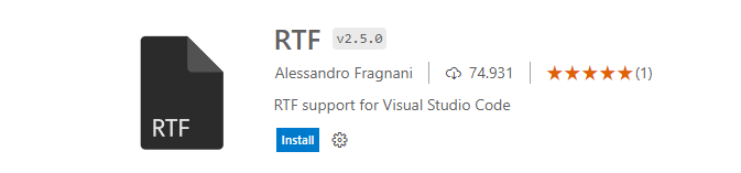 VSCode: Plugin: RTF by Alessandro Fragnini.